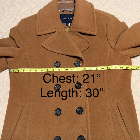 Lands’ End Wool Peacoat Camel Tan Color - Picture 3 of 9